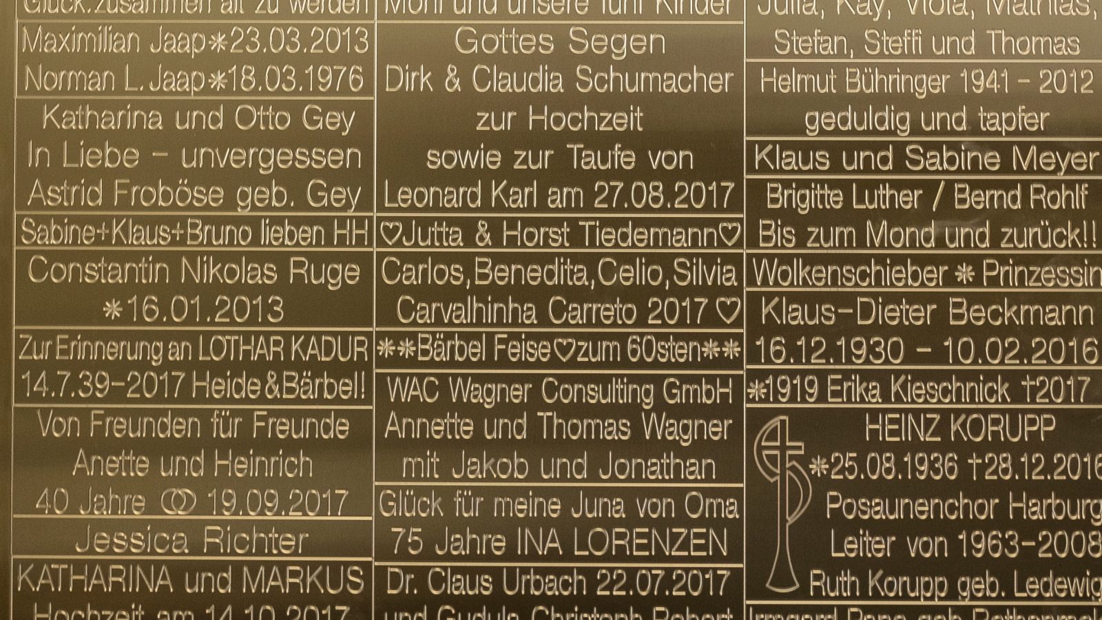 Die Micheltafel 191 ist abgebildet. Zu sehen sind die Namen der Spenderinnen und Spender.